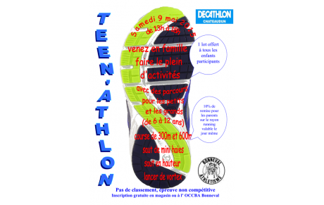 TEEN-ATHLON samedi 09 mai à CHATEAUDUN pour les jeunes 