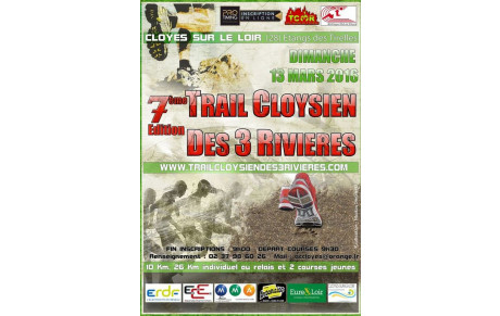 7è trail Cloysien Des 3 Rivières, dimanche 13 mars  à CLOYES SUR LE LOIR