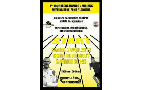 Engagements sur la 1 ère journée BE-MI, meeting demi-fond et lancers de CA à MA du samedi 07avril à EPERNON